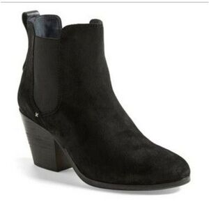RAG and BONE Devon Black Suede Ankle Boots Booties Stacked Heel Sz 38